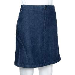 Pre Owned McQ by Alexander McQueen Indigo Denim Zip Detail A Line Mini Skirt S