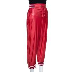 Pre Owned McQ by Alexander McQueen Red Synthetic & Rib Trim Joggers S