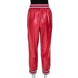 Pre Owned McQ by Alexander McQueen Red Synthetic & Rib Trim Joggers S