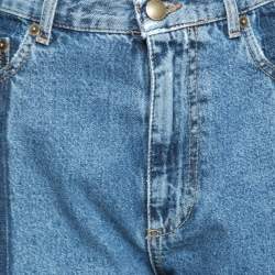 Pre Owned McQ by Alexander McQueen Blue Denim Vintage Paneled High Waist Jeans M Waist 29