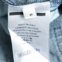 Pre Owned McQ by Alexander McQueen Blue Denim Vintage Paneled High Waist Jeans M Waist 29