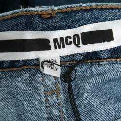 Pre Owned McQ by Alexander McQueen Blue Denim Vintage Paneled High Waist Jeans M Waist 29