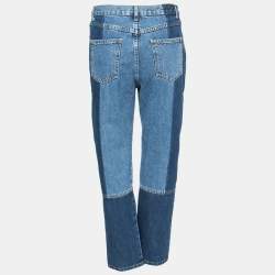 Pre Owned McQ by Alexander McQueen Blue Denim Vintage Paneled High Waist Jeans M Waist 29