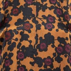 Pre Owned McQ by Alexander McQueen Golden Brown Floral Print Silk Mini Dress S