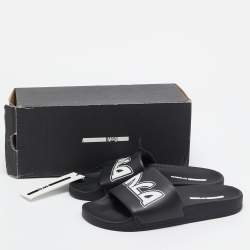 McQ by Alexander McQueen Black Faux Leather Logo Slides Size 40