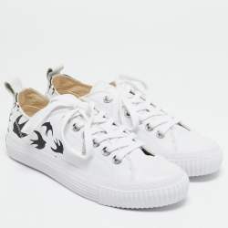 McQ by Alexander McQueen White/Black Canvas Shallow Swarm Sneakers Size 37