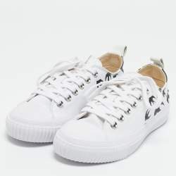 McQ by Alexander McQueen White/Black Canvas Shallow Swarm Sneakers Size 37
