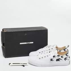McQ by Alexander McQueen White/Black Canvas Shallow Swarm Sneakers Size 37
