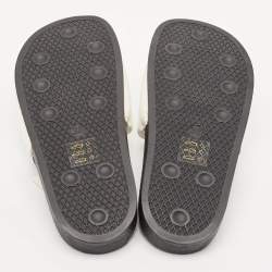 McQ by Alexander McQueen White/Black Leather Logo Flat Slides Size 38