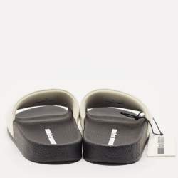 McQ by Alexander McQueen White/Black Leather Logo Flat Slides Size 38