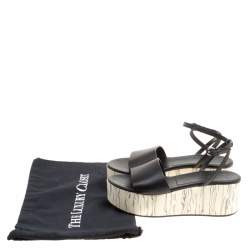 Pre Owned McQ by Alexander McQueen Black Leather Wooden Platform Ankle Wrap Sandals Size 38