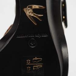 Pre Owned McQ by Alexander McQueen Black/Light Pink Leather Wedge Ankle Strap Sandals Size 40