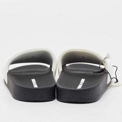 Pre Owned McQ by Alexander McQueen White Faux Leather Logo Pool Slides Size 40