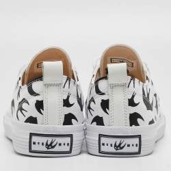 Pre Owned McQ by Alexander McQueen White/Black Canvas Shallow Swarm Sneakers Size 40