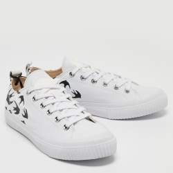 Pre Owned McQ by Alexander McQueen White/Black Canvas Shallow Swarm Sneakers Size 40