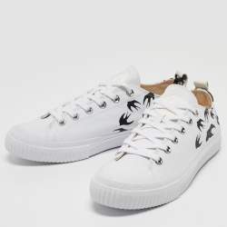 Pre Owned McQ by Alexander McQueen White/Black Canvas Shallow Swarm Sneakers Size 40