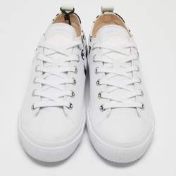 Pre Owned McQ by Alexander McQueen White/Black Canvas Shallow Swarm Sneakers Size 40
