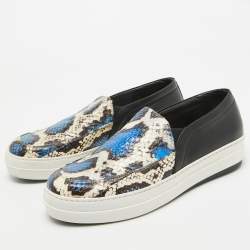 McQ by Alexander McQueen Tricolor Python Leather Slip On Sneakers Size 41