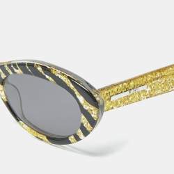 Pre Owned McQ by Alexander McQueen Yellow/Black MQ0190S Frame Cat Eye Sunglasses