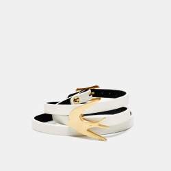 Pre Owned McQ bt Alexander McQueen Leather Gold Tone Bracelet