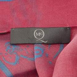 Pre Owned McQ by Alexander McQueen Coral Pink Skull Print Silk Scarf