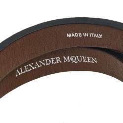 Pre Owned Alexander McQueen Skull Print Silver Tone Metal Double Bracelet