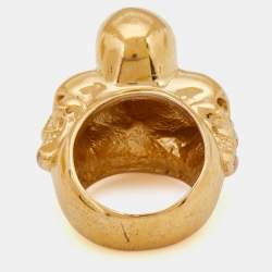 McQ by Alexander McQueen Gold Tone Multi Skull Ring Size 50