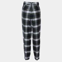 McQ by Alexander McQueen Green Tartan Wool Pleated Trousers S