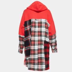 McQ by Alexander McQueen Red Patchwork Oversize Hoodie Jacket M