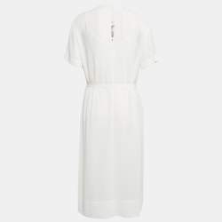 McQ by Alexander McQueen White Rose Print Chiffon Midi Dress S