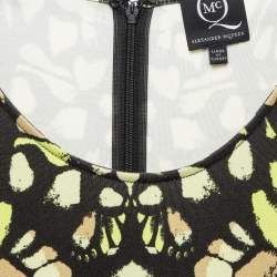 Pre Owned McQ by Alexander McQueen Black Printed Jersey Bodycon Dress L