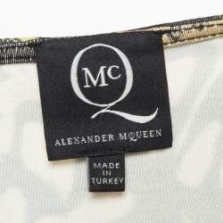 Pre Owned McQ by Alexander McQueen Black Printed Jersey Bodycon Dress L