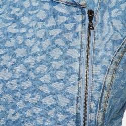 Pre Owned McQ by Alexander McQueen Blue Animal Patterned Jacquard Denim Jacket S