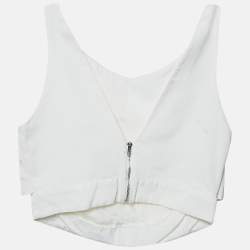 McQ by Alexander McQueen White Faille Cotton Blend Layered Crop Top M