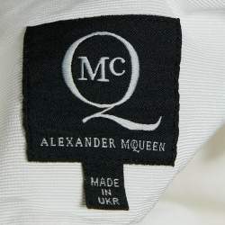 McQ by Alexander McQueen White Faille Cotton Blend Layered Crop Top M