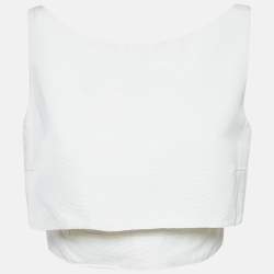 McQ by Alexander McQueen White Faille Cotton Blend Layered Crop Top M