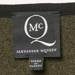 Pre Owned McQ by Alexander McQueen Black Leaf Intarsia Stretch Knit Bodycon Dress M