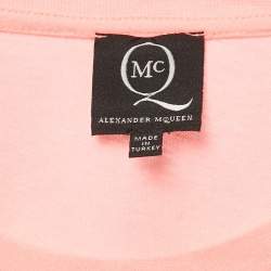 McQ by Alexander McQueen Pink Logo Print Cotton Crop T-Shirt XS
