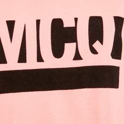 McQ by Alexander McQueen Pink Logo Print Cotton Crop T-Shirt XS