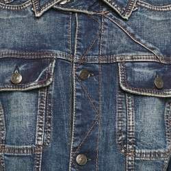 Pre Owned McQ by Alexander McQueen Blue Faded Denim Button Front Jacket L