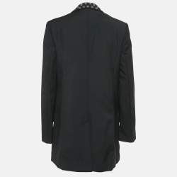Pre Owned McQ by Alexander McQueen Black Eyelet Collar Wool Blend Double Breasted Blazer S