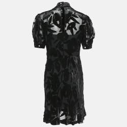 Pre Owned McQ by Alexander McQueen Black Patterned Velvet Short Dress M
