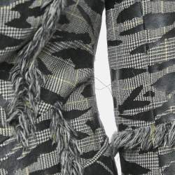 McQ by Alexander McQueen Grey Animal Pattern Wool Fringed Jacket S