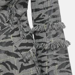 McQ by Alexander McQueen Grey Animal Pattern Wool Fringed Jacket S