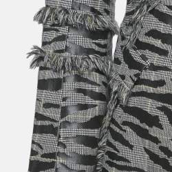 McQ by Alexander McQueen Grey Animal Pattern Wool Fringed Jacket S