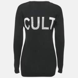 McQ by Alexander McQueen Black Face Intarsia Cotton Knit Sweatshirt M