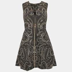 McQ by Alexander McQueen Navy Blue Zipper Print Cotton Blend Mini Dress M