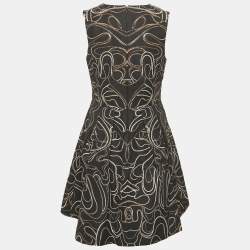 McQ by Alexander McQueen Navy Blue Zipper Print Cotton Blend Mini Dress M