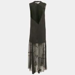 Pre Owned McQ by Alexander McQueen Black Jersey and Mesh Maxi Dress M