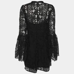 Pre Owned McQ by Alexander McQueen Black Lace Front Zip Dress S